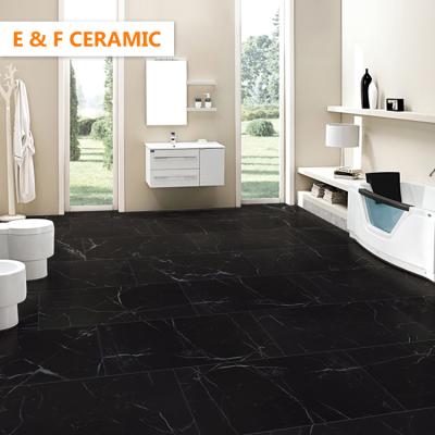 China Modern Black Color Glazed Polished Luxury Black Gold Porcelain Tiles Living Room Ceramic Floor Flooring Flooring for sale