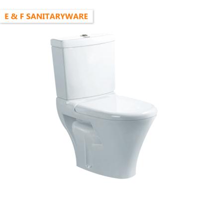 China Price High Flow Direct White Color Ceramic Pan Pedestal Toilet Double-Flow Indian Push Button 2-Wash Two-Piece WC Toilet for sale