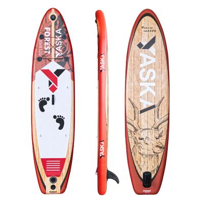 China Custom 10.6ft Unisex Wooden Design Yaska SUP Inflatable Paddle Board With Cam Action for sale