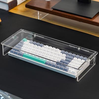 China Keyboard dustproof splicing thickened keyboard dust cover acrylic transparent display high shelf desktop storage desk shelf for sale