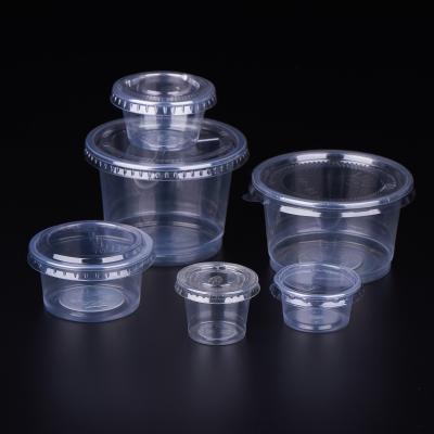 China Single Wall Clear Disposable Plastic Sauce Container Jelly Pudding Milkshake Cup With Lids for sale