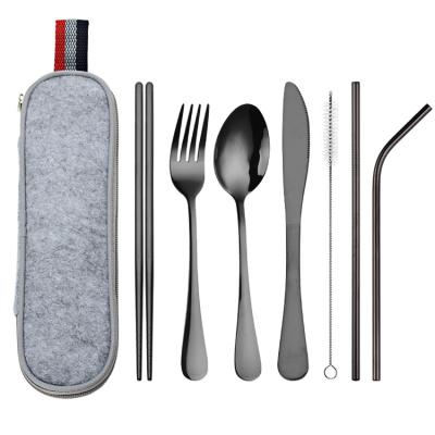 China Sustainable 8 Pieces Stainless Steel Travel Comping Flatware Set for sale