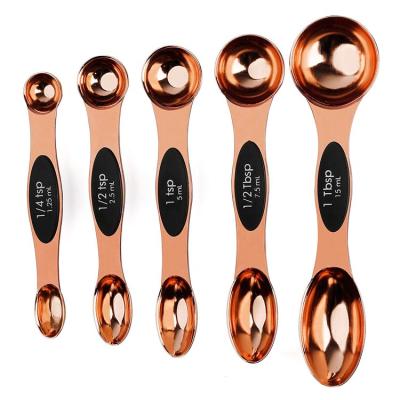 China Stainless Steel Kitchen Stainable Double Side Magnetic Dosers Set Of 5 Rose Gold for sale