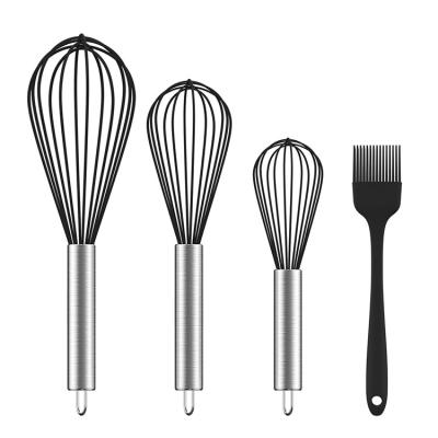 China Sustainable Kitchen Tool Custom Logo 4 Pack Silicone Beater With Cooking Brush for sale