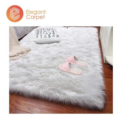 China Washable Long Pile Area Rug Pure White Sheepskin Blankets Home Use for sale