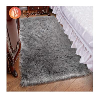 China Washable Polyester Faux Fur Sheepskin Blanket Floor Mat for sale