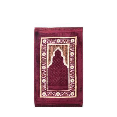 China Various type 100%polyester anti slip raschel printed embossed muslim prayer rug for sale for sale