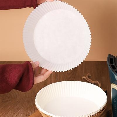 China Food 100/50/30 Pcs 16/20cm Disposable Mat Steamer Round Paper Baking Mats AirFryer Paper Non-Stick Air Fryer Mats for sale