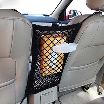 China Polyester 2-Layer Mesh Car Organizer Backseat Pets Children Kids Cargo Cloth Purse Holder Driver Storage Car Seat Organizer for sale