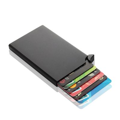 China Minimalist Anti-theft Card Holder Credit Card ID Holder Slim Aluminum Metal Aluminum Wallets Pocket Case Bank Women Men Credit Card Box for sale