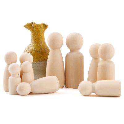 China DIY TOY Wooden Men Women Peg Dolls People Body Natural Decorative Wood Shapes Figures To Paint DIY Craft Whole Set 50pcs for sale