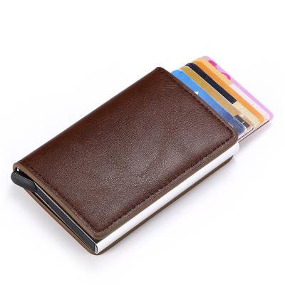 China RFID Blocking Protects RFID Blocking Credit Card Holder Pocket Aluminum Box with PU Leather Wallet European Style for Birthday Christmas Business Gifts for sale