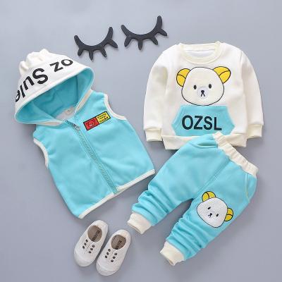 China 2021 Spring Casual Outfits Wholesale Baby Clothes Organic Cotton 3pcs Suits Hooded Ropa Para Bebes for sale