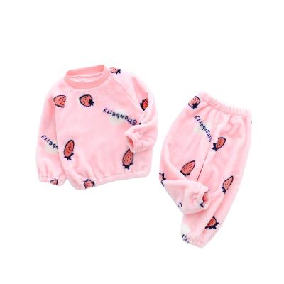 China Anti-Wrinkle Infants Boys Girls Newborn Thick Warm Two-Piece Baby Set Flannel Clothing Winter Pajamas Clothes for sale