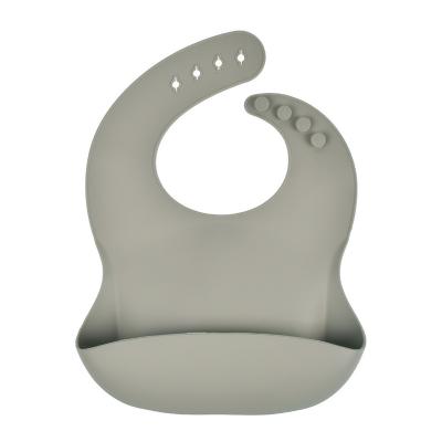 China Adjustable Washable Crumb Catcher Baby Feeding Bibs Waterproof Silicone Baby Bib For Kid for sale