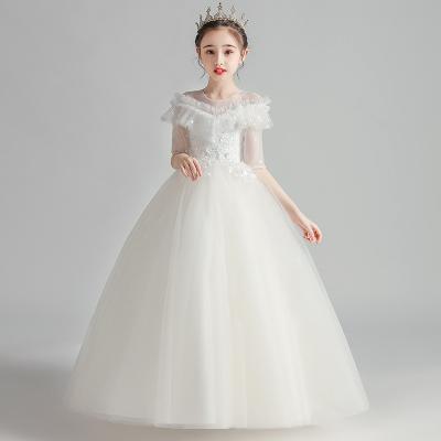 China Princess Holy Communion Bridesmaid Costumes Sweet Fluffy Gauze Wedding Kids Gown First Comfotable children dresses with lace for sale