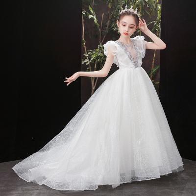 China Comfotable Princess Fluffy Gauze Ailing Clothing First Communion Wedding Dresses Girls Princess Gown Full-length Flower Ball Kids Long for sale