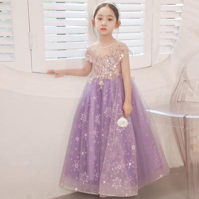 China Comfotable Full Body Princess Evening Costume Ball Kids Dress Beautiful Blue Purple Wedding Holy Communion Dresses For Flower Girl for sale