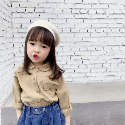 China New Designs Elegantes Casual Plain Anti-Shrink Cotton Girls Long Sleeve Blouse Baby Shirt Blusas Clothes For Little Girls for sale