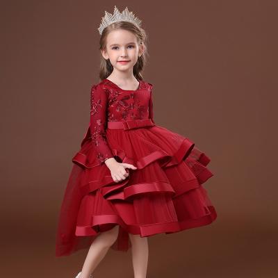 China Comfotable New Autumn Fluffy Skirt Catwalk First Communion Children's Princess Kids Lace Flower Girl Dress for Weddings for sale