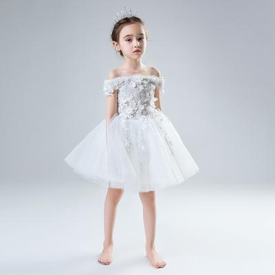 China Comfotable Kids Evening Birthday Kids Ball Gown Party Wear White Elegant Princess Wedding Flower Girl Dresses for sale