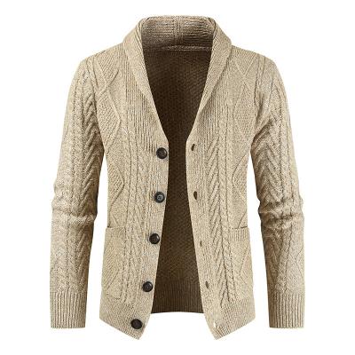 China Anti-pilling New Products Winter Plus Size Fitted Plaid Men's Jacket Cardigan Casual Zipper Long Sleeve Sweater for sale