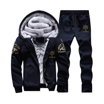 China New Products Winter Antibacterial Hot Selling Zipper Plus Velvet Jacket Thick Hooded Men's Sweatshirt Sports Suit for sale