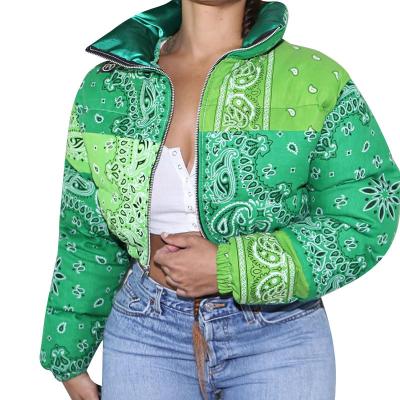 China Reversible custom made ladies cropped short style plus size winter down jacket women's puff bubble stripper coat for sale