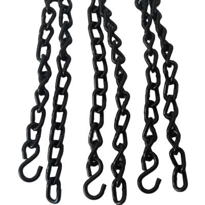 China Electeophoretic Tire Protection Chain Black Plated Twisted Link Chains With S Hook One End Only for sale