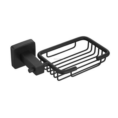 China Modern Bathroom Wall Mounted Easy Installation 304 Stainless Steel Soap Rack Matte Black Soap Basket for sale