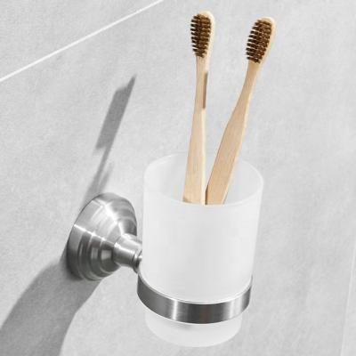 China Modern Stainless Steel Cup Holder Wall Mount Toothbrush Holder Toothbrush Holder With Cup for sale