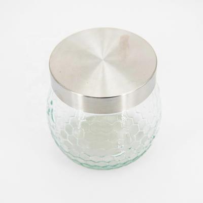 China Freshness Preservation Clear Storage Glass Jar With Metal Lid for sale