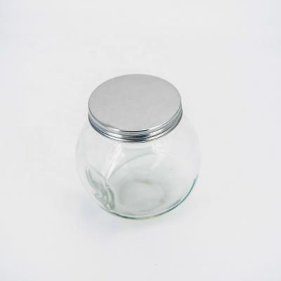 China Freshness Preservation Clear Storage Glass Jar With Metal Lid for sale