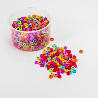 China Multi Color Acrylic Bracelet Kids DIY Plastic Number Beads Craft Accessories Round Alphanumeric Beads for sale