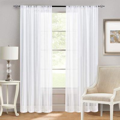 China Wholesale Sheer Europe Window Curtain Fabric Sheer Faux Linen Window Curtains for sale