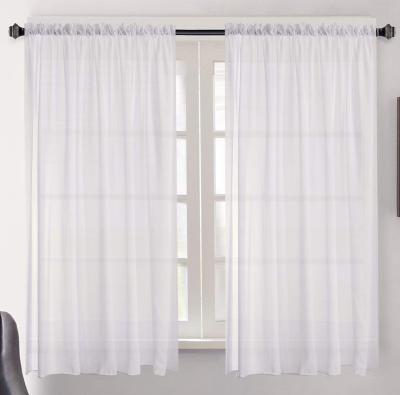 China Europe Curtain White Pure Plain Linen Look Sheer Fabric Drapes For Living Room for sale