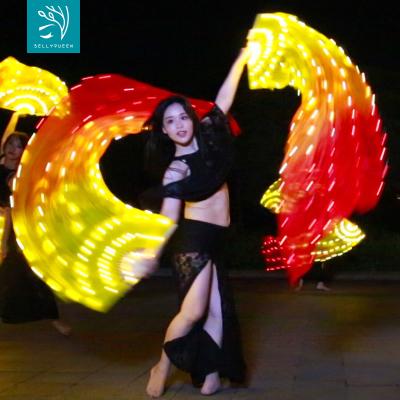 China Fan Light Up Stage Yellow+Orange+Red Belly Dance Led Fan For Ladies for sale