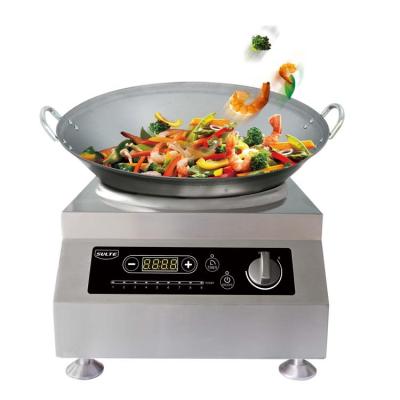 China Hotel Electronic Appliance Countertop Induction Cooker Commercial Single Concave 5000W Burners with Freestanding Wok for sale