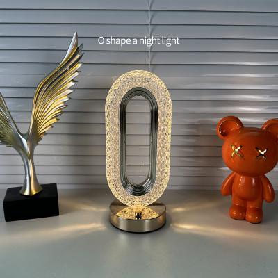 China USB Desk Lamp Modern Border Crystal Fill Tricolor Dimmable Light Touch Bedroom Living Room Dining Room Mood Lamp for sale