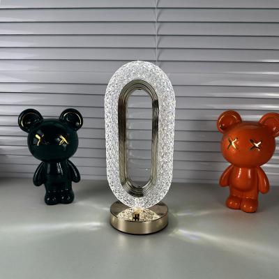 China USB Desk Lamp Modern Border Crystal Fill Tricolor Dimmable Light Touch Bedroom Living Room Dining Room Mood Lamp for sale