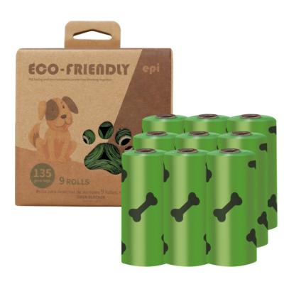 China Disposable Shit Dog Poop Cornstarch Waste Dispenser Biodegradable Promotional Bags Customization Viable Compostable Bag for sale