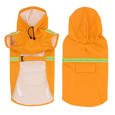 China Pu Leather Dog Poncho Coat Toddler Dog Raincoat Cape Reflective Yellow High Quality Pet Viable Raincoat for sale