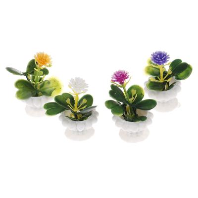 China stuffed & 1:12 Dollhouse Miniature Green Plant Flower Plush Toy In Pot Furniture Decor Accessories Kids Toys Gift for sale