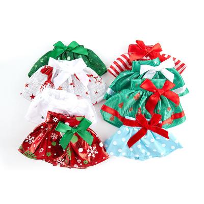 China Cartoon Toy Mini Christmas Elf Doll Clothes Bow Skirt Dress Doll Accessories For Children Christmas Gifts for sale