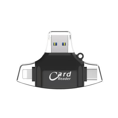 China Read Memory Card 4 In 1 Universal Micro Usb Otg Reader 3.0 Portable 8 Pin Type C SD Card for sale