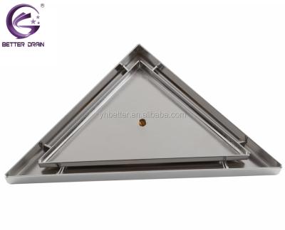 China Strainer Stainless Steel Triangle Floor Drain , Recessed Tile Insert Strainer Corner Shower Drain for sale