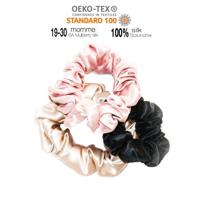 China 2022 Large Scrunchies 2022 Scrunchies 22momme Fashion 1-2-3cm Small Pink Silk Hair Tie for sale