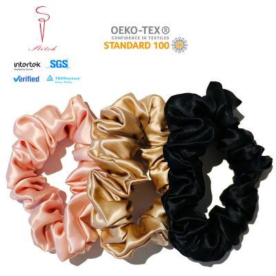 China Fashion Customized Charmeuse 1/2/3/4/5cm 19 22 Mulberry Silk Hair Ties 25momme Pure Silk Hair Scrunchies For Women Girls for sale