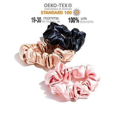 China Fashion 100% Pure Silk Hair Scrunchies Custom Mulberry Silk Headwrap With Big Logo Hair Scrunchies 2022 for sale