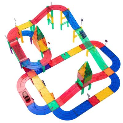 China Magnetic Building Plastic Magnetic Educational Toys Children Car LED Toys Creativity Magnetic Tiles Traffic Imagination for sale